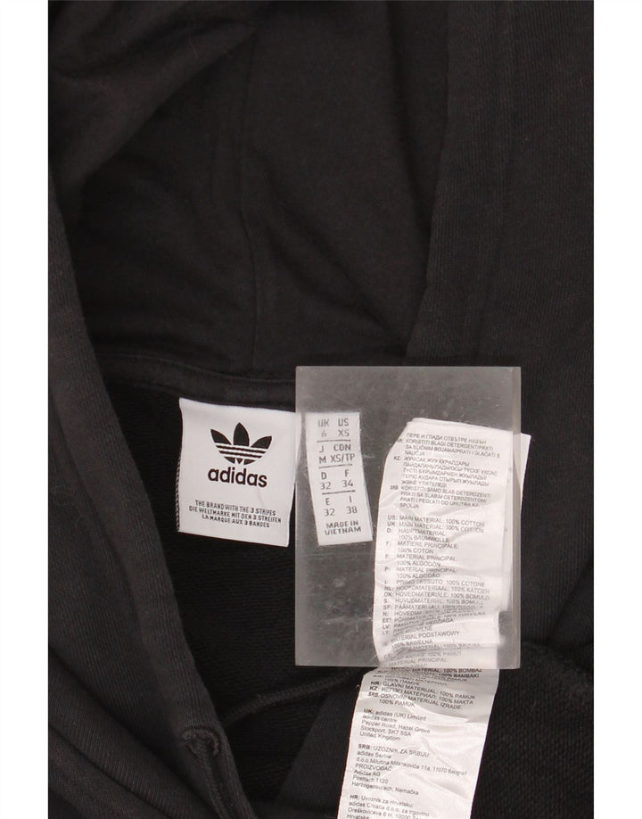 ADIDAS Oversized Crop hættetrøje til kvinder UK 6 XS Sort bomuld