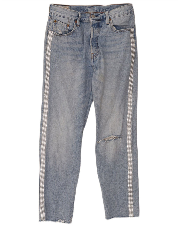 Levi's Dame 501 Distressed Straight Jeans W29 L28 Blå Bomuld