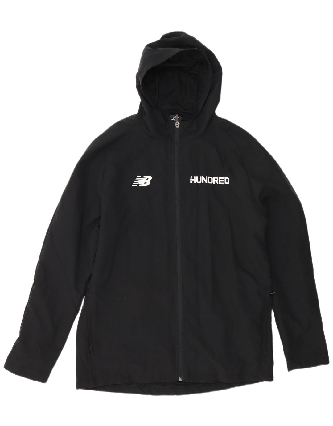 New Balance Herre grafisk regnjakke med hætte UK 40 Stor sort polyester