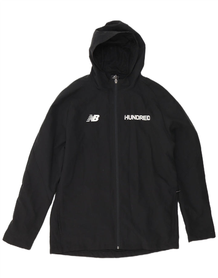 New Balance Herre grafisk regnjakke med hætte UK 40 Stor sort polyester