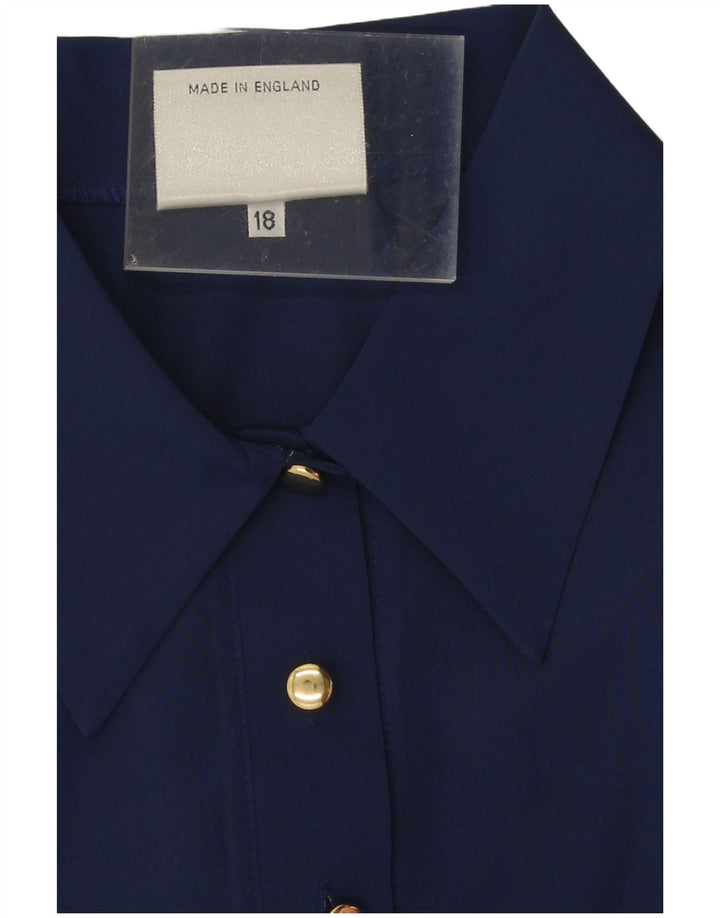 Vintage dame poloshirt i overstørrelse UK 18 XL marineblå polyester