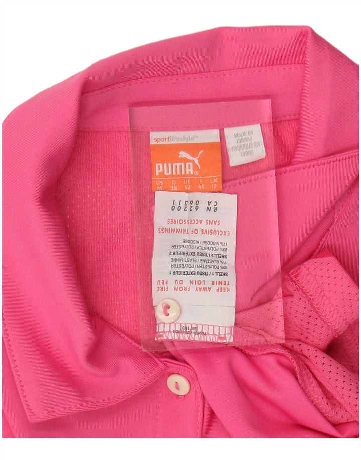 PUMA Dame poloshirt UK 12 Medium Pink Geometrisk Polyester