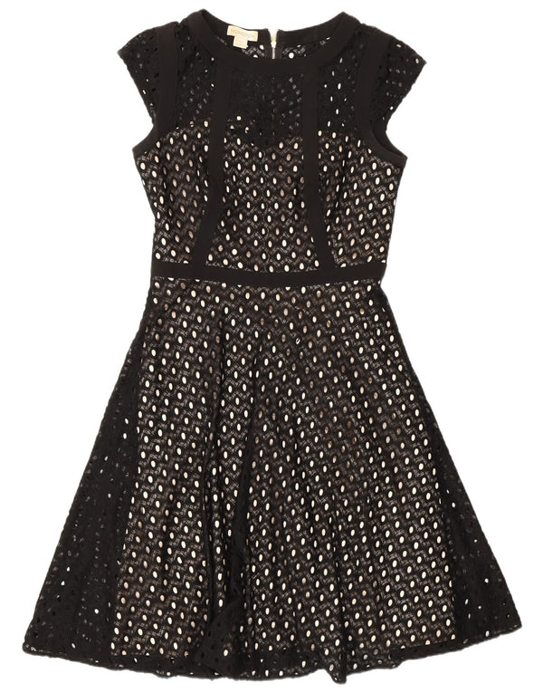 Monsoon Dame A-Line Kjole UK 10 Small Black Nylon