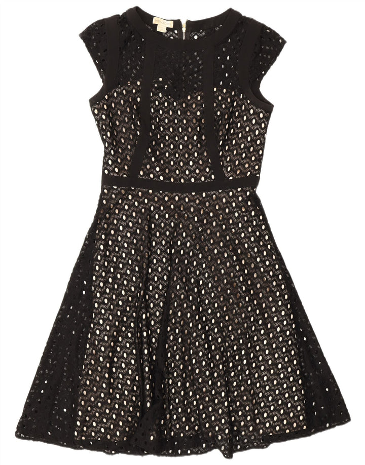 Monsoon Dame A-Line Kjole UK 10 Small Black Nylon