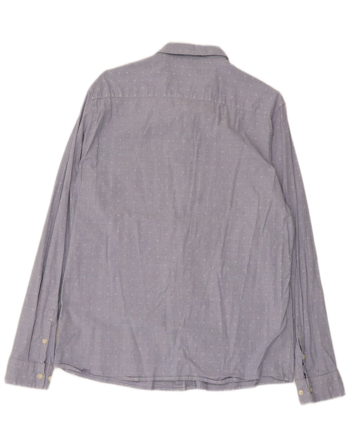 Lee Stretch Slim Fit skjorte til mænd XL blå geometrisk bomuld