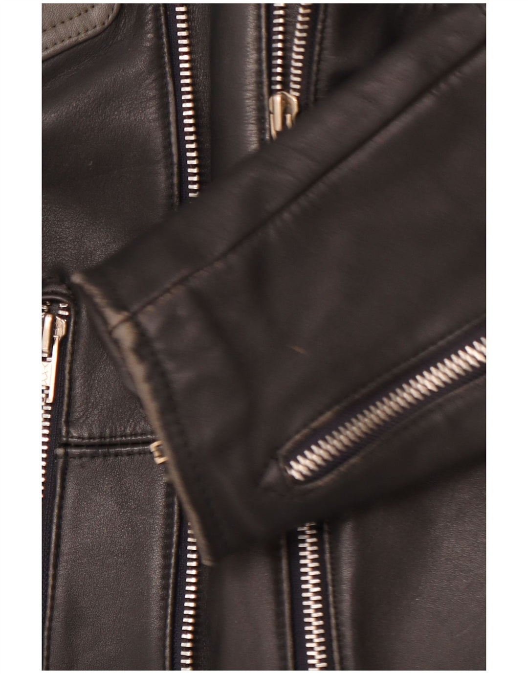 MQP Herre Læder Biker Jacket UK 46 3XL Sort Colourblock Læder