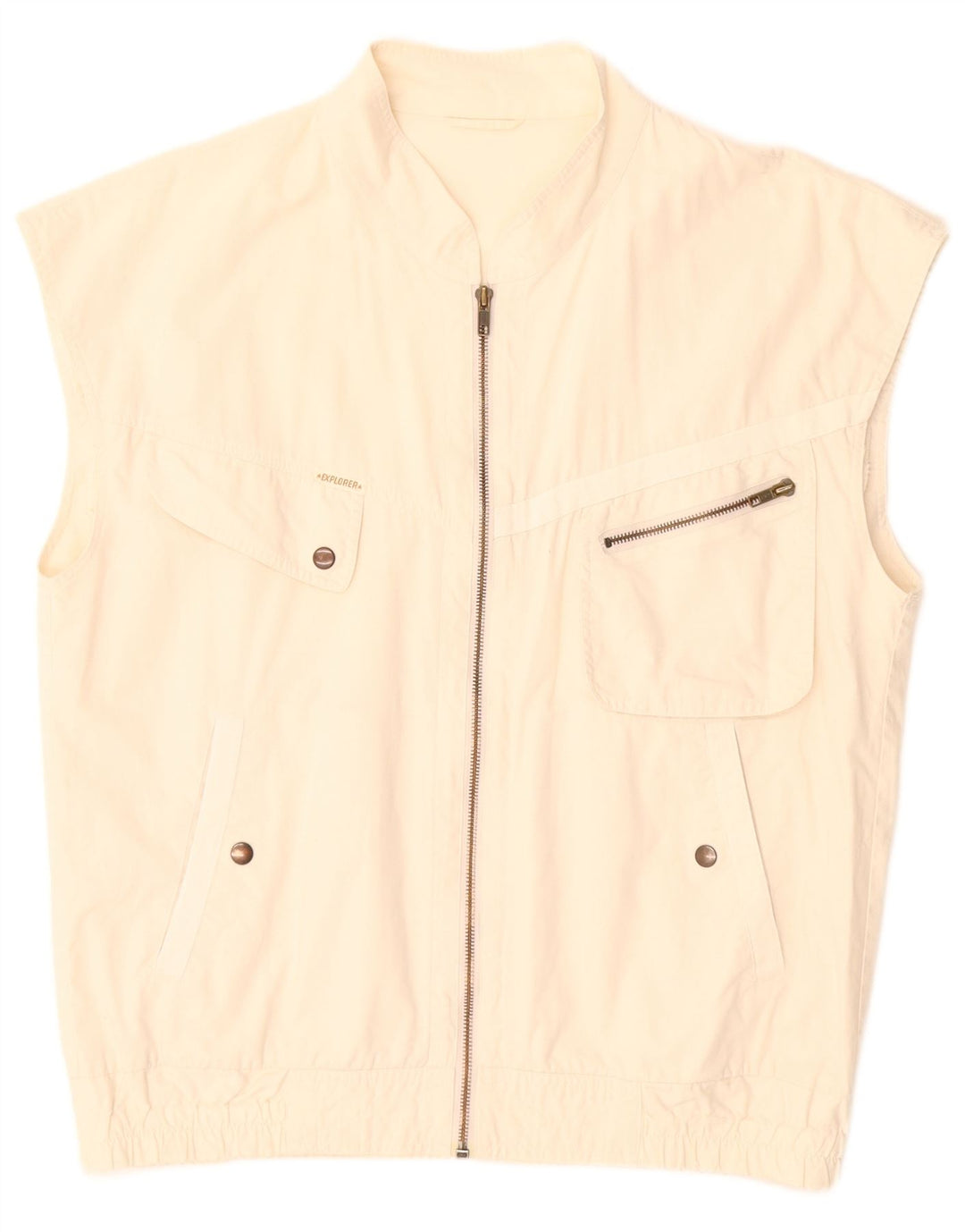 Explorer Herre Utility Gilet UK 38 Medium Off White Bomuld
