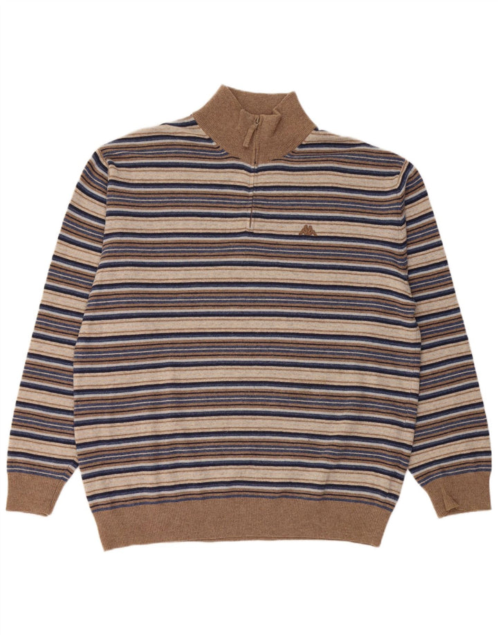 Kappa Herre Zip Neck Jumper Sweater 3XL Flerfarvet Stribet Uld