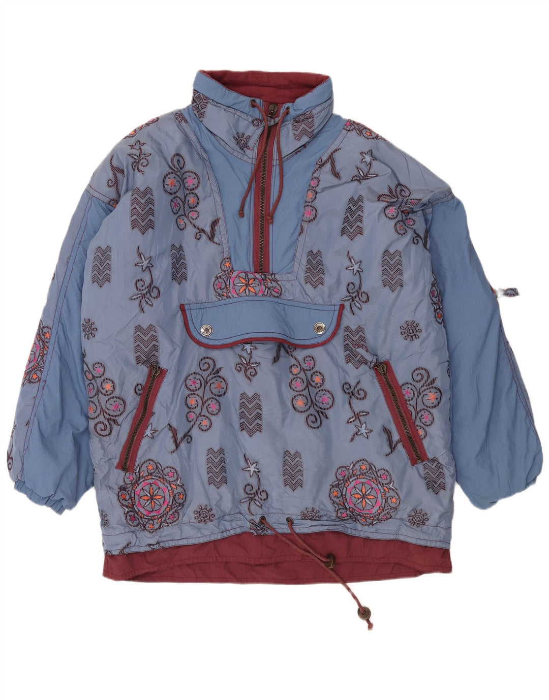 Canyon Herre Oversized Anorak Skijakke UK 40 Large Blue Floral Polyamid