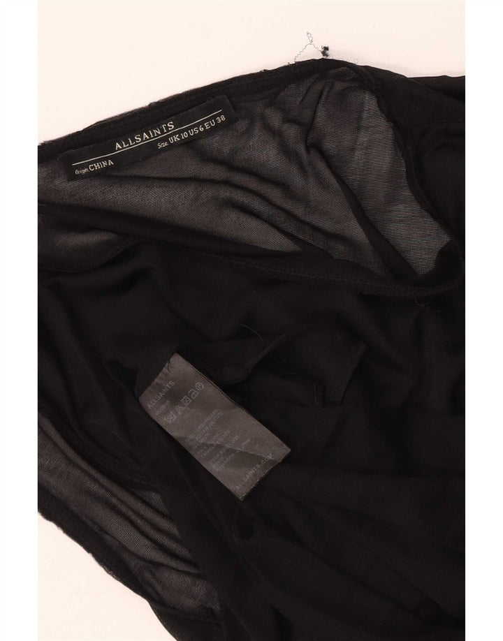 All Saints Dame ærmeløs bluse Top UK 10 Small Black Acetate