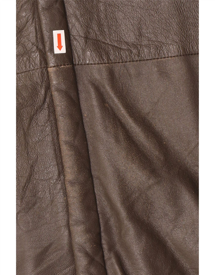 Vintage Herre Military Læderjakke IT 56 3XL Grå Læder