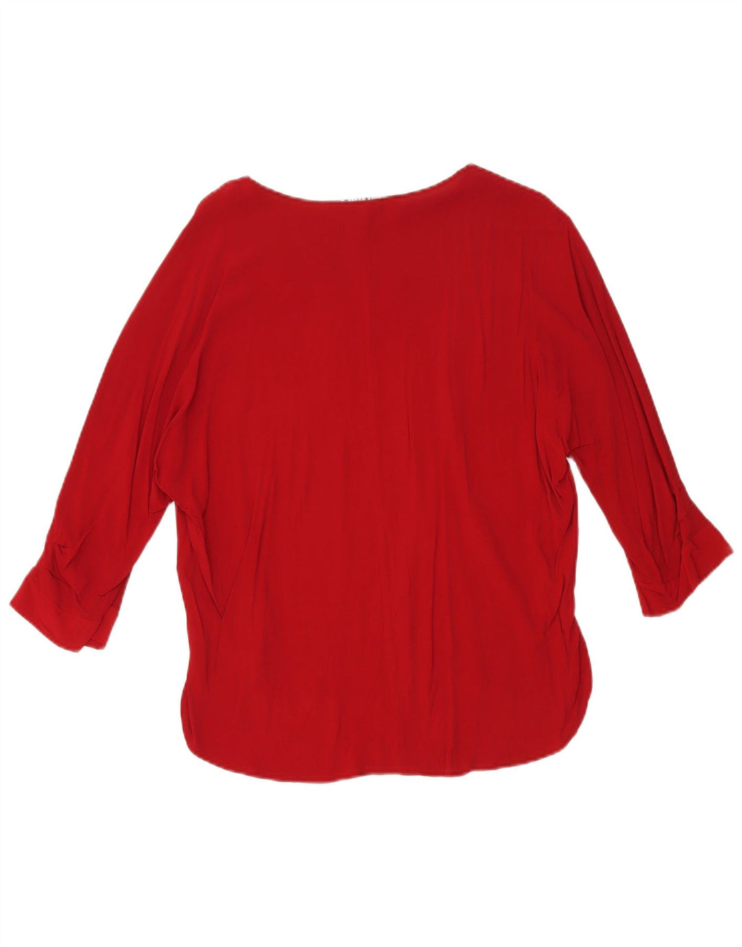 Zara Dame 3/4 ærmet oversize bluse Top UK 10 Lille rød viskose