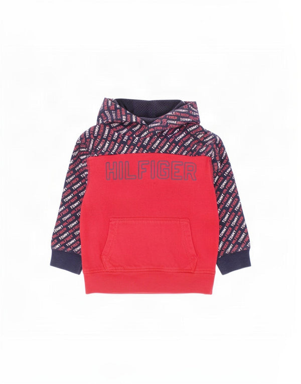 Tommy Hilfiger Grafisk hættetrøje til drenge 2-3 år Rød Colourblock Bomuld