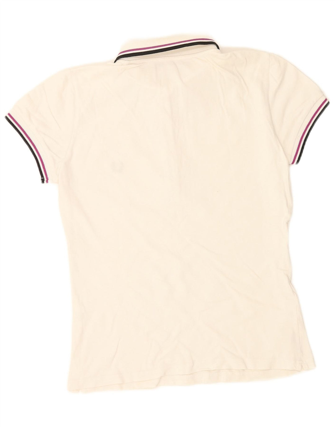 FRED PERRY Dame Polo Shirt UK 12 Medium White Bomuld