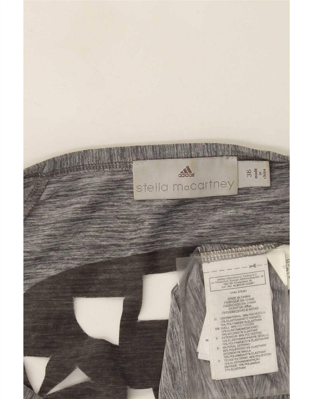 Adidas Dame Stella McCartney Grafisk Tunika Top EU 36 Lille Grå Polyester