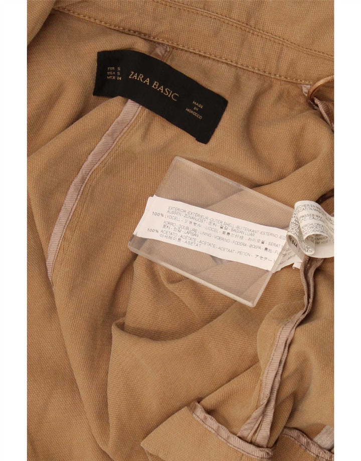 Zara Womens Open Oversized Military Jacket UK 10 Small Beige Lyocell