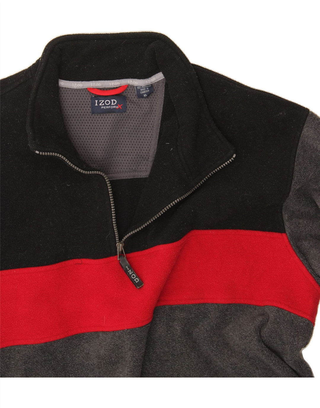 IZOD Mens Zip Neck Fleece Jumper XL Grey Colourblock Polyester Vintage Izod and Second-Hand Izod from Messina Hembry 