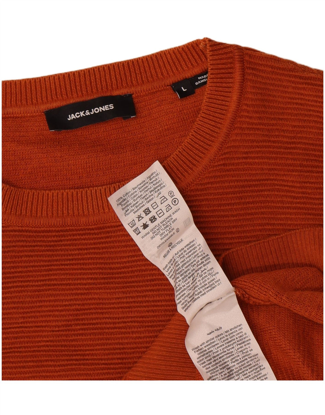 Jack & Jones herre sweater med rund hals, stor orange bomuld