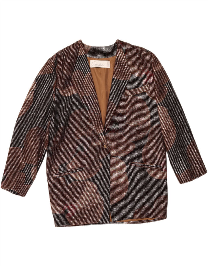 VINTAGE Dame 1 Knap Blazer Jakke IT 46 Stor Flerfarvet Geometrisk