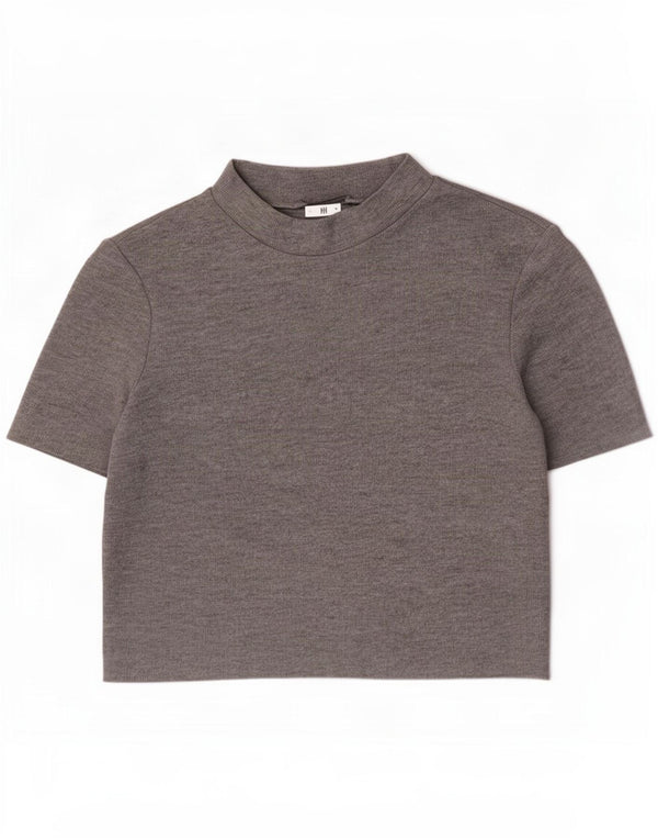 Zara Womens Crop T-Shirt Top UK 10 Small Grå Polyester