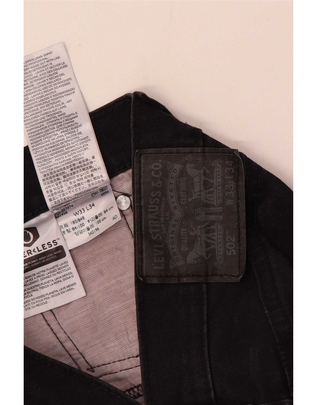 Levi's Herre 502 tilspidsede jeans W33 L34 Sort bomuld