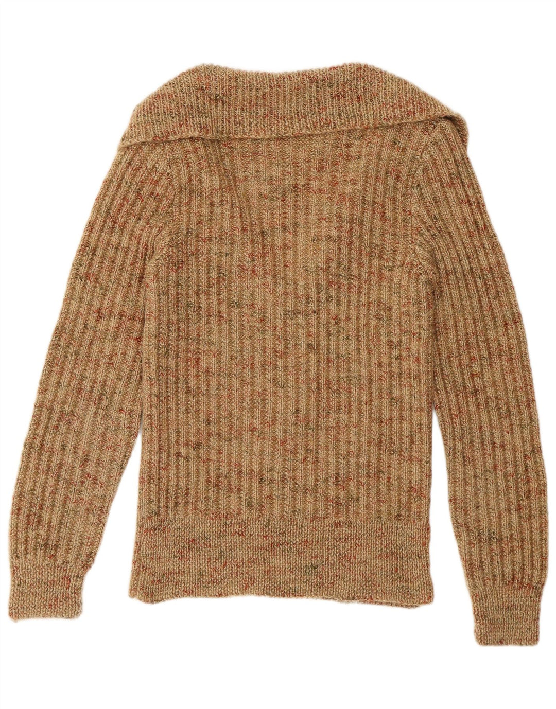 VINTAGE Dame Shawl Neck Jumper Sweater UK 14 Medium Brown Flecked