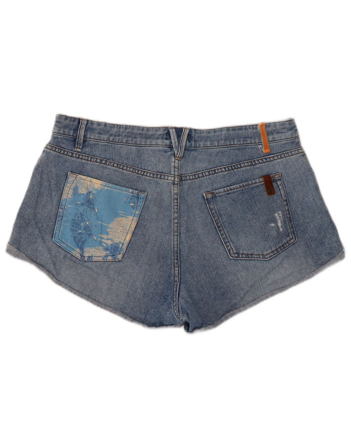 Roxy Womens Distressed Denim Shorts W31 Medium Blue Floral Bomuld