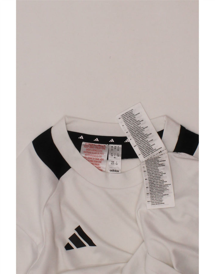 ADIDAS Boys Aeroready T-Shirt Top 7-8 år Hvid Colourblock Polyester