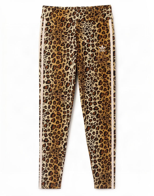 Adidas Womens Leggings UK 12 Medium Brown Animal Print Cotton