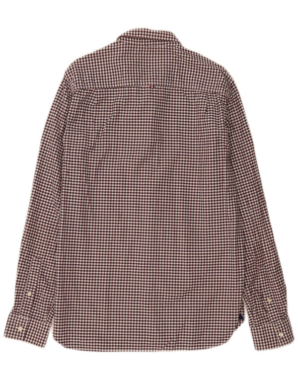 Superdry Mens Shirt XL Burgundy Gingham Cotton