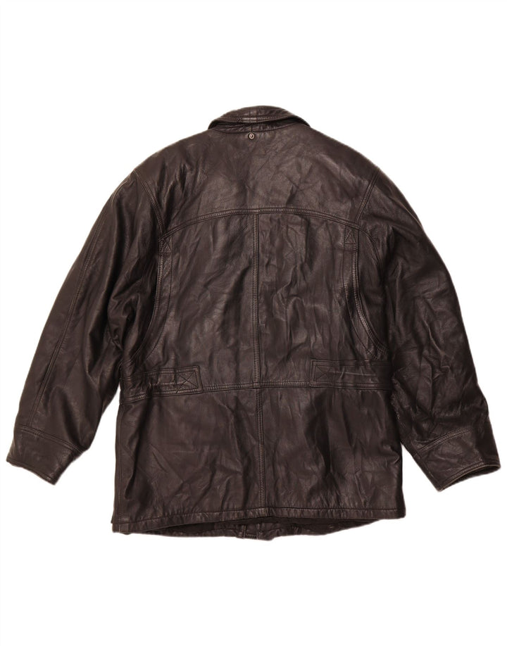 VINTAGE Herre Læderjakke IT 50 Stor Sort Læder