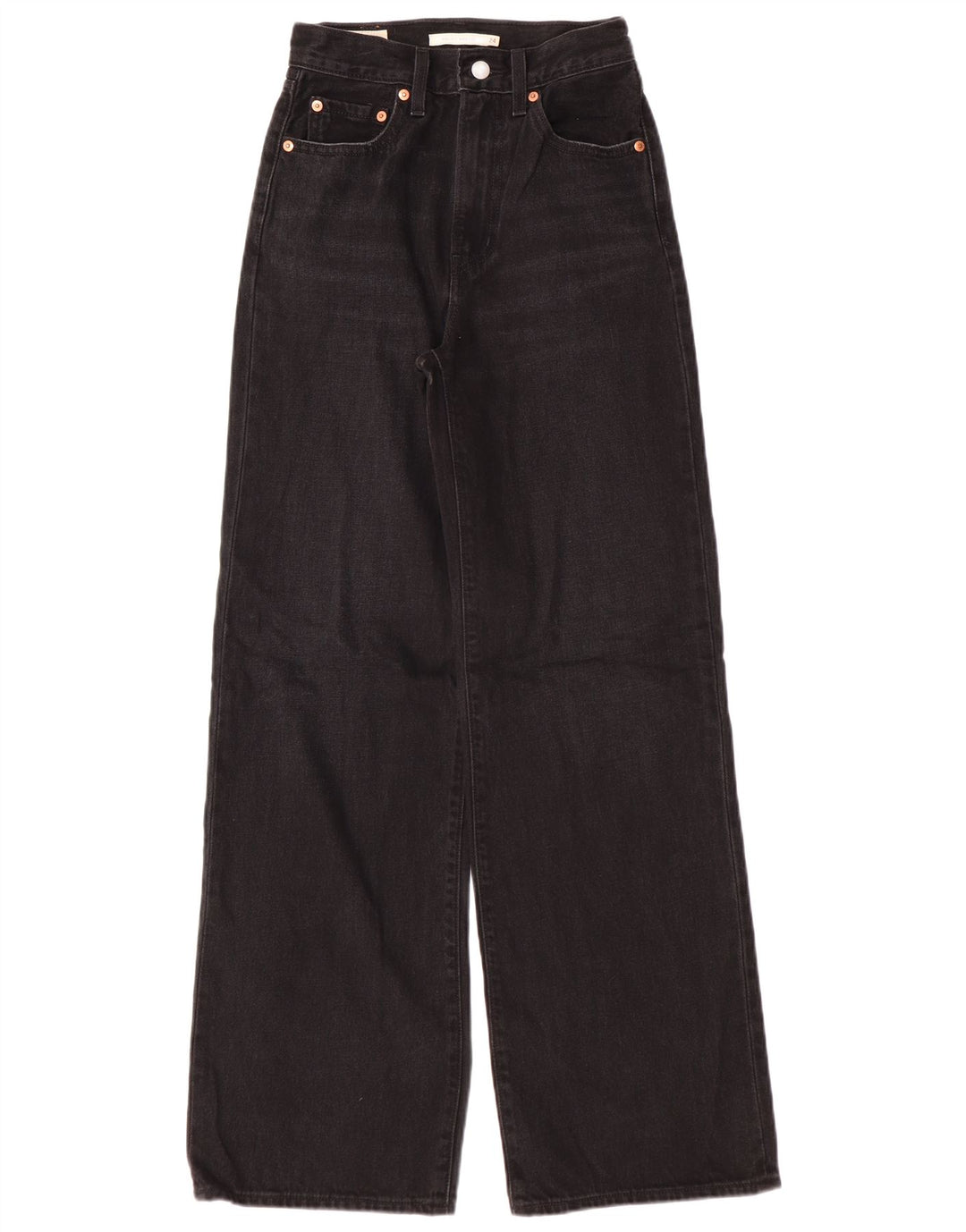 Levi's kvinders højtaljede brede ben jeans W24 L32 sort bomuld Classic