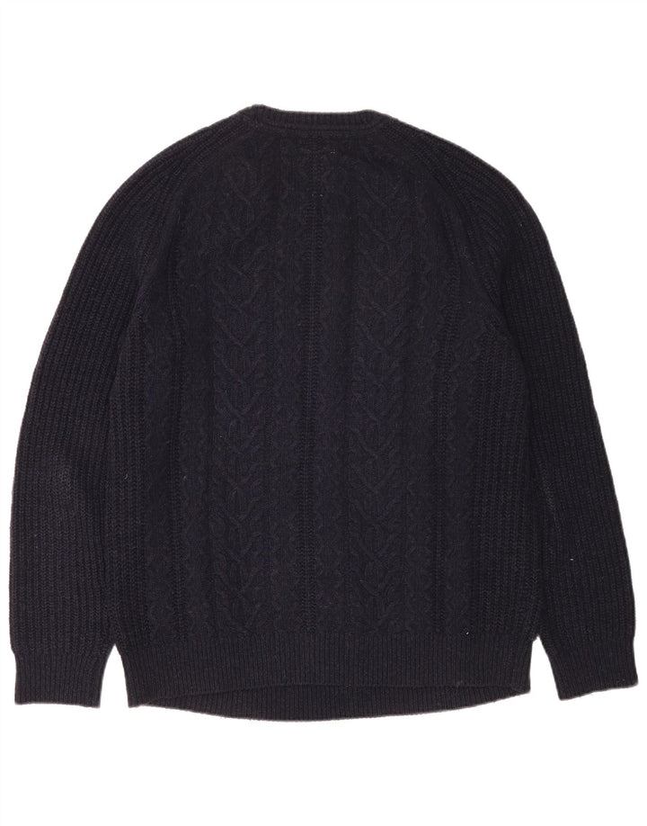 Fedt ansigt til mænd med rund hals sweater mellem marineblå uld