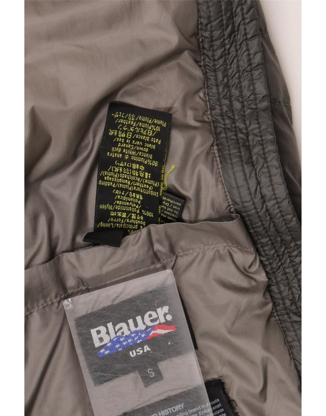 Blauer Herre hættepolstret jakke UK 36 Lille grå nylon