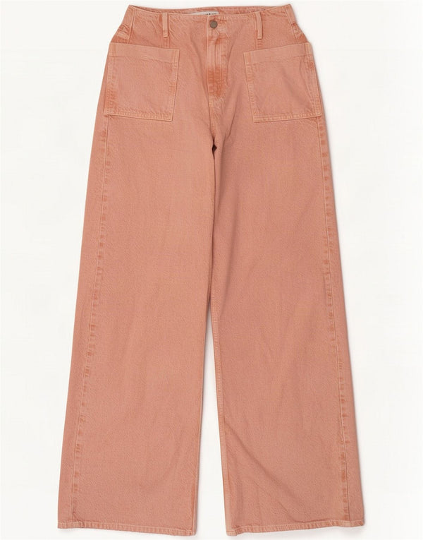 Zara Dame Jeans med høj talje og brede ben EU 38 Small W28 L32 Pink Bomuld