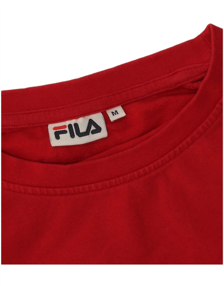 Fila Dame Grafisk Sweatshirt Jumper UK 14 Medium Rød