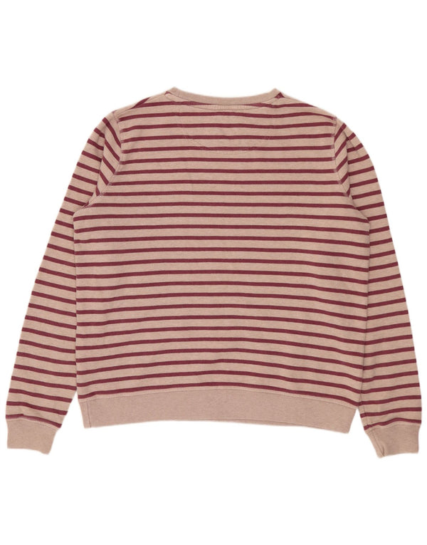 FAT FACE Dame sweatshirt i overstørrelse UK 12 Medium Pink Stribet
