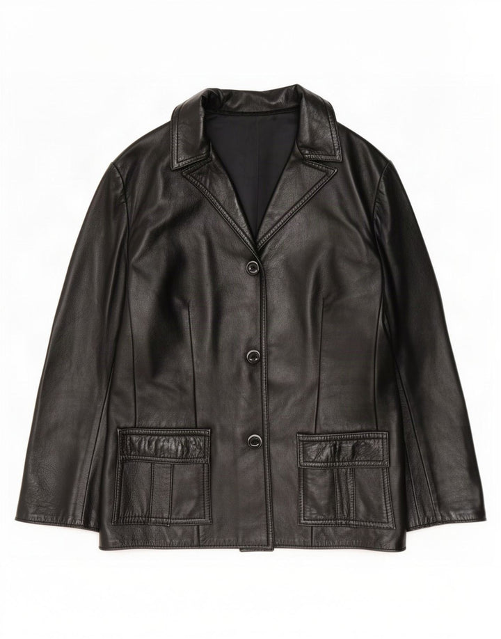Vintage læderjakke til kvinder UK 10 Small Black