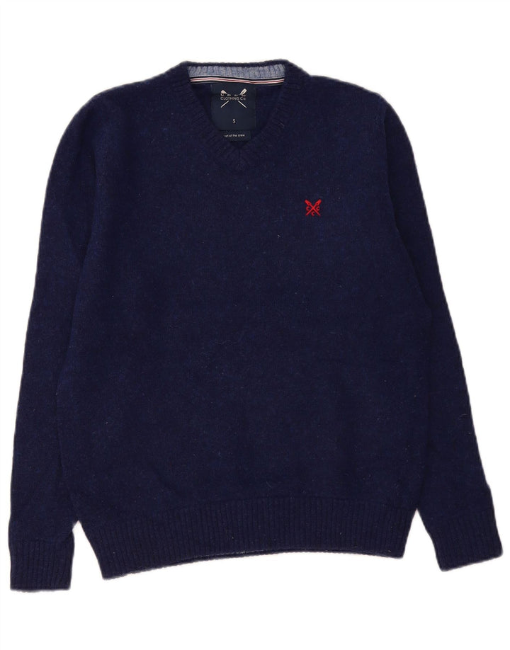 Besætningstøj Herre V-hals sweater lille marineblå lammeuld