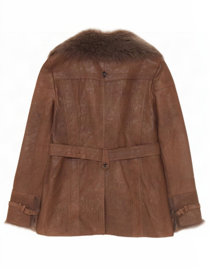 Karen Millen Dame Læderjakke UK 12 Medium Brun