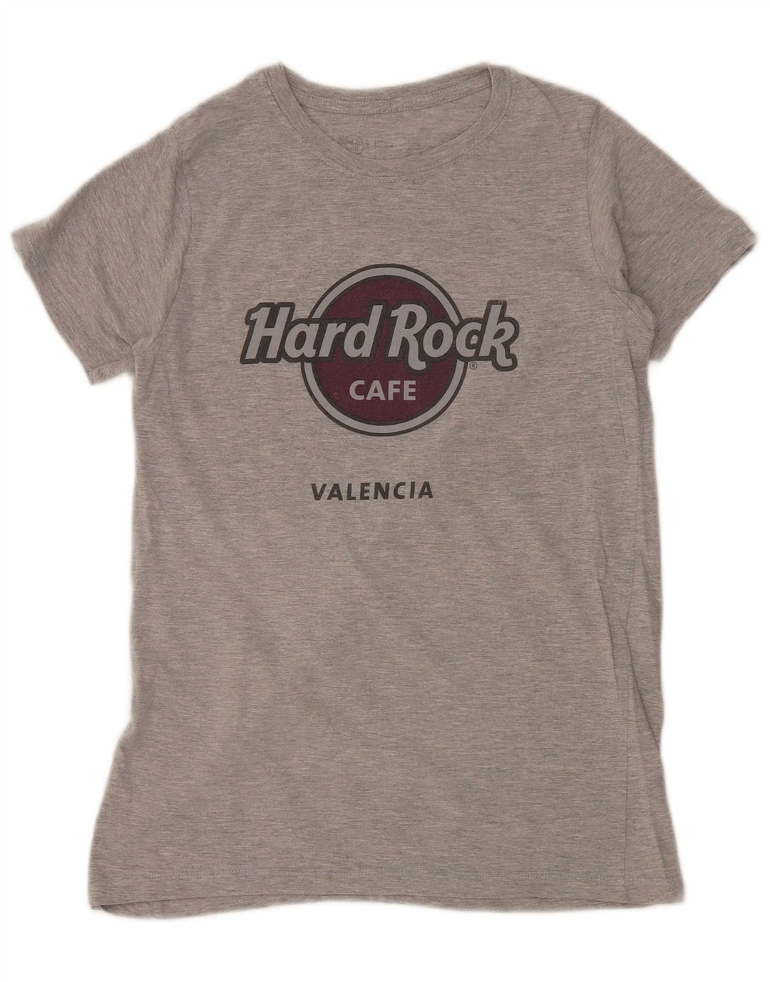 HARD ROCK CAFE Dame Valencia Grafisk T-Shirt Top UK 12 Medium Grå