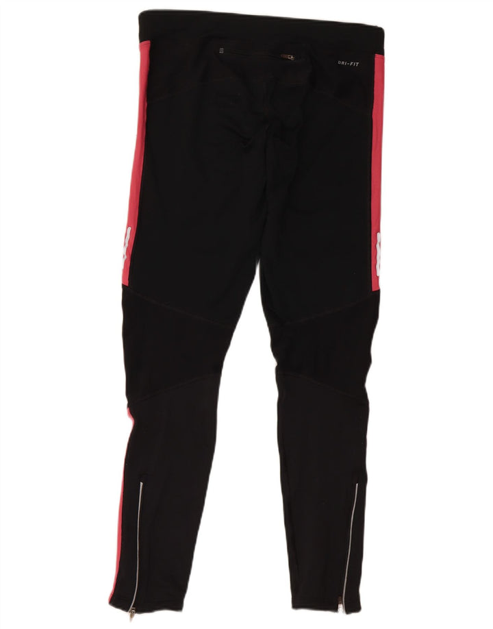Nike Dame Dri Fit Leggings UK 12 Medium Sort Colourblock Polyester