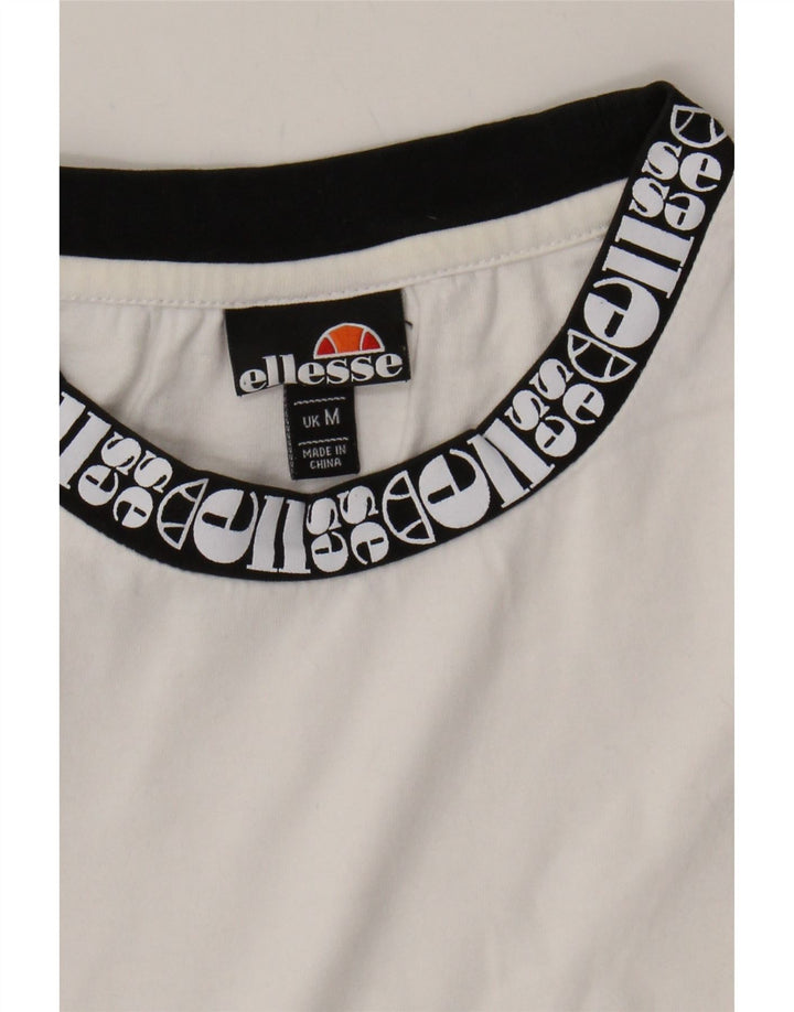 ELLESSE Mens Graphic T-Shirt Top Medium White Cotton Vintage Ellesse and Second-Hand Ellesse from Messina Hembry 