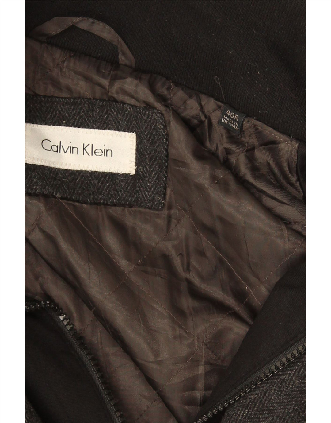 CALVIN KLEIN Herre Overfrakke UK 40 Stor Grå Uld