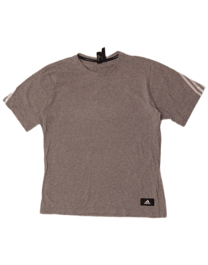 Adidas Herre T-Shirt Top Medium Grey Flecked Bomuld