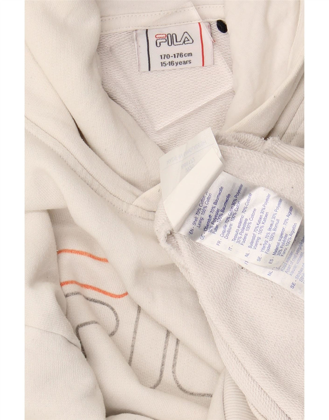 FILA Grafisk hættetrøje til drenge 15-16 år Hvid bomuld