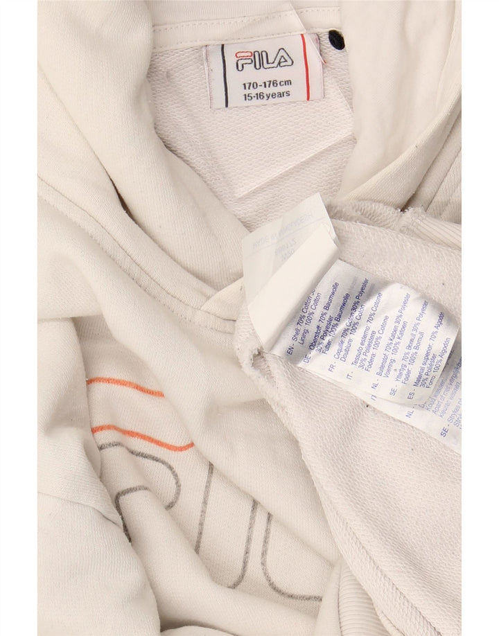 FILA Grafisk hættetrøje til drenge 15-16 år Hvid bomuld
