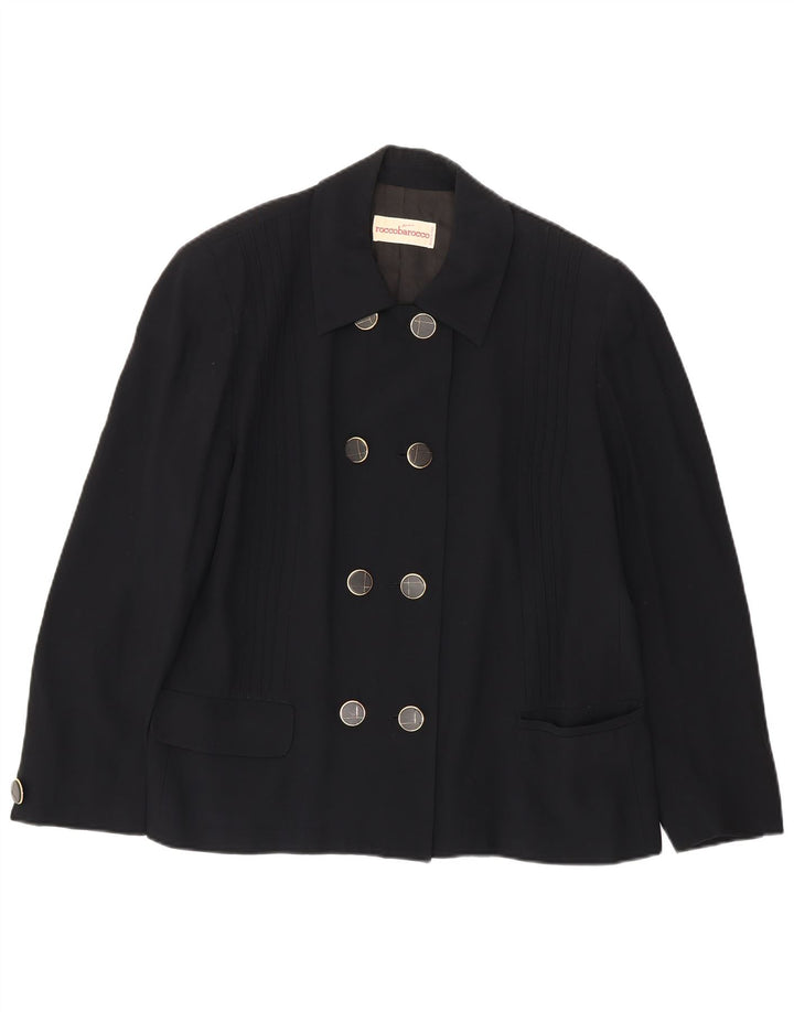 Roccobarocco Dame Dobbeltradet Blazer Jacket UK 18 XL Navy Blue