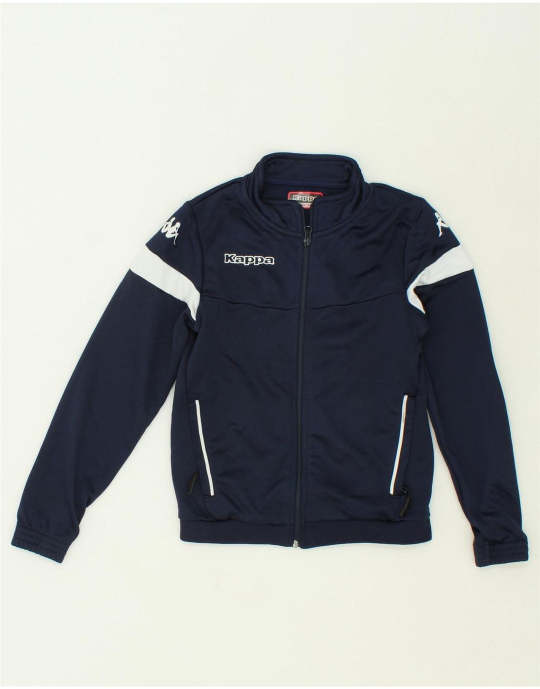 KAPPA Girls Graphic Tracksuit Top Jacket 9-10 Years Navy Blue Polyester Vintage Kappa and Second-Hand Kappa from Messina Hembry 