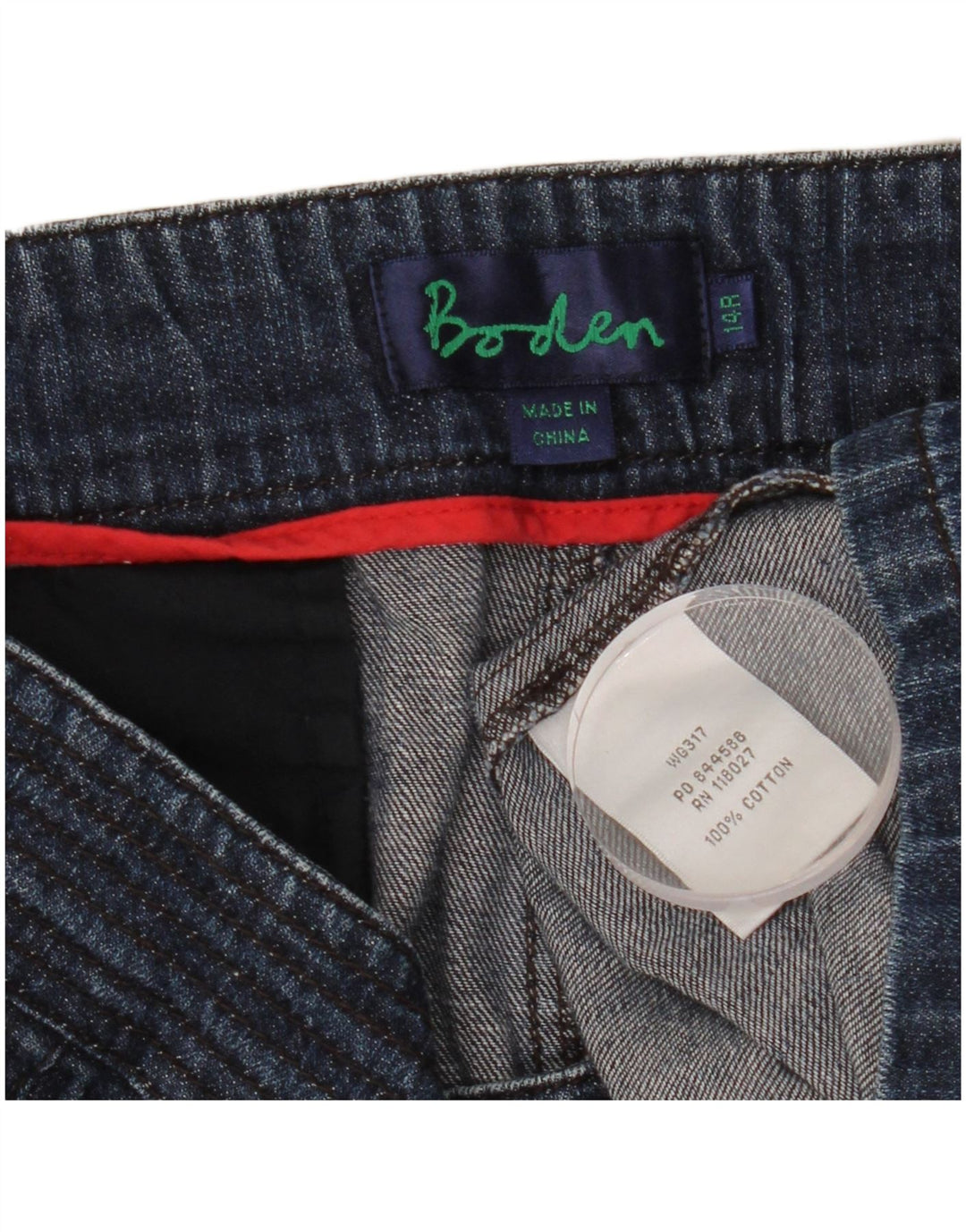 BODEN Dame Denim Nederdel UK 14 Large W32 Navy Blue Bomuld
